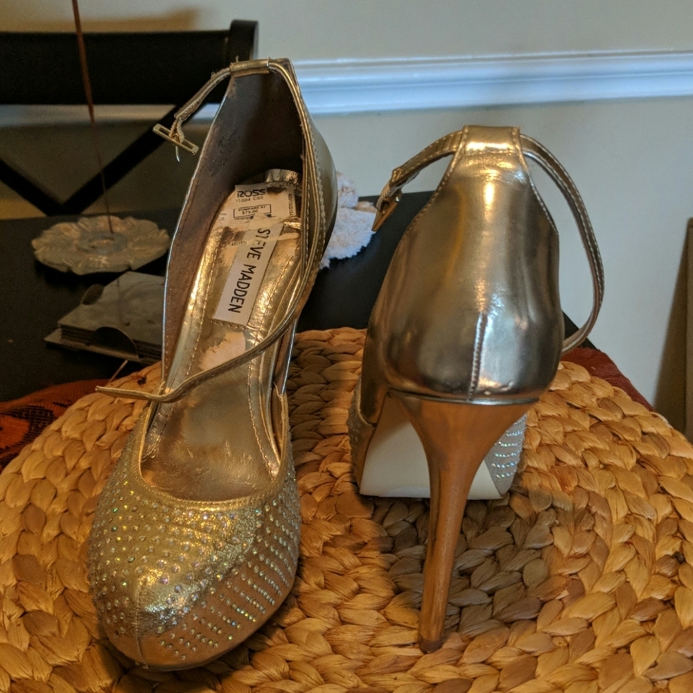 Gold/Crystal Steve Madden Heels